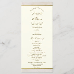 Wedding Program Stone and Gold Accent