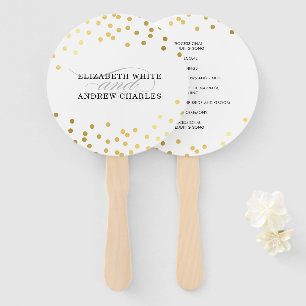 WEDDING PROGRAM stylish chic cute gold confetti Hand Fan