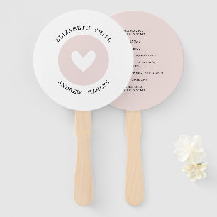 WEDDING PROGRAM stylish modern cute heart love Hand Fan
