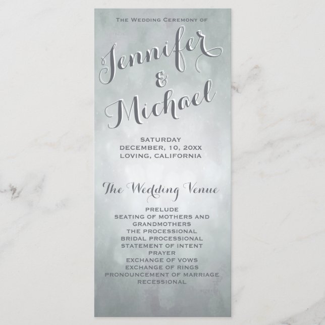 Wedding Program | Subtle Silver Highlights (Front)