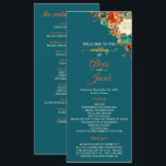 Wedding Program - Teal & Orange Floral<br><div class="desc">Perfect Item for Your Special Day!
*Please note,  the gold is not gold leaf.  It is an image to appear gold*</div>