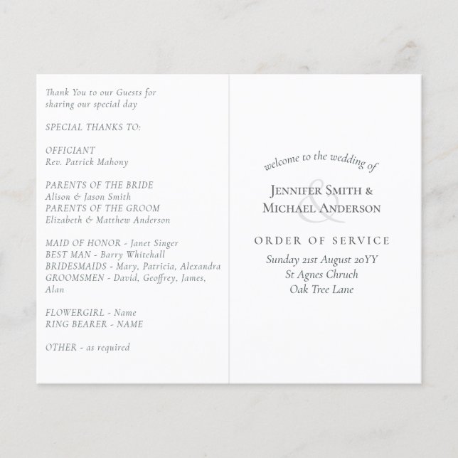 Wedding Program Template (Front)