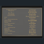 Wedding program template "black and gold"<br><div class="desc">A "wedding program" with fully customizable templates enabling you to create the perfect program for guests. DESIGN - An elegant see through inlay is trimmed with a faux gold edge and is set against a background that may be changed to any colour of your choice. CUSTOMIZE IT: Add your own...</div>