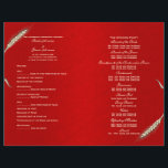 Wedding program template red (four)<br><div class="desc">A "wedding program" with fully customizable templates enabling you to create the perfect program for guests. DESIGN - An elegant see through inlay is trimmed with a faux gold edge and cream coloured wheat stalks which are set against a background that may be changed to any colour of your choice....</div>