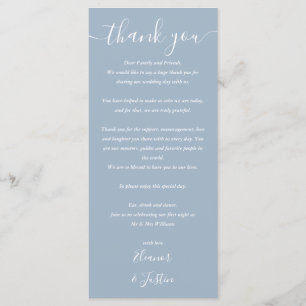Wedding Program Thank You Dusty Blue Place Card