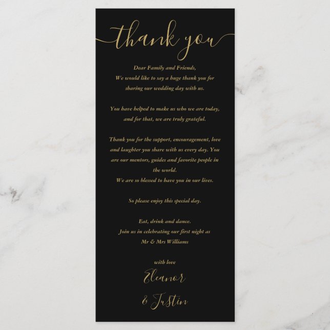 Wedding Program Thank You Place Card (Front)