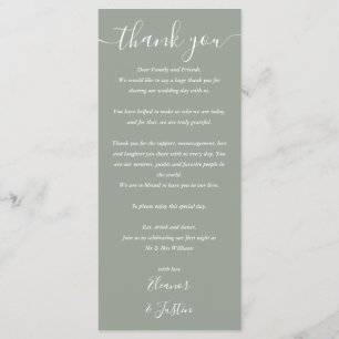 Wedding Program Thank You Sage Green Place Card