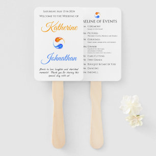 Wedding Program-Time of Events-Twin Flames- Hand Fan