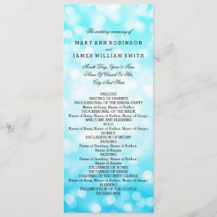 Wedding Program Turquoise Glitter Lights