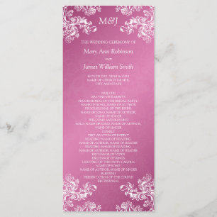 Wedding Program Vintage Swirls 2 Pink