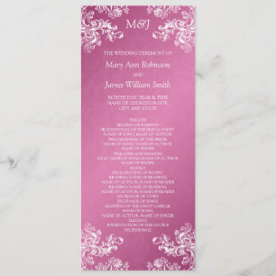 Wedding Program Vintage Swirls 2 Pink
