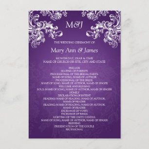 Wedding Program Vintage Swirls 2 Purple