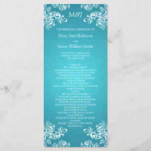 Wedding Program Vintage Swirls 2 Turquoise