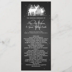 Wedding Program Winter Deer Sparkle Black
