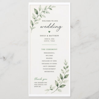 Wedding Program with Leaves