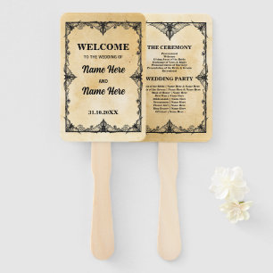 Wedding Programme Hand Fan Halloween Gothic Frame
