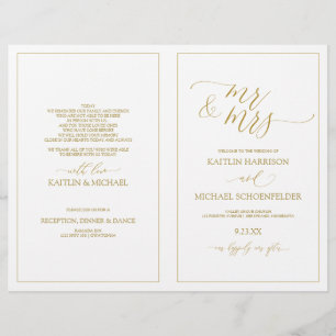 Wedding Programs Elegant Skinny Calligraphy (Gold)