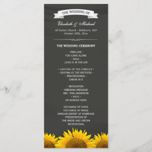 Wedding Programs Elegant Sunflowers Chalkboard