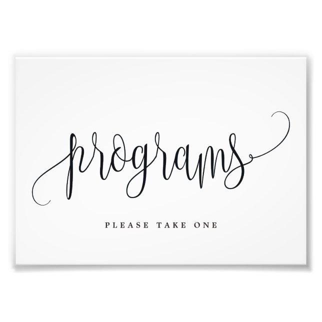 Wedding Programs Sign Choose Your Size Lovely (Front)