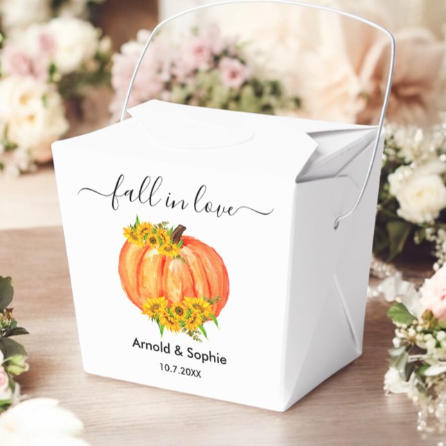 Wedding Pumpkin Orange White Floral Fall Favor Box (Creator Uploaded)