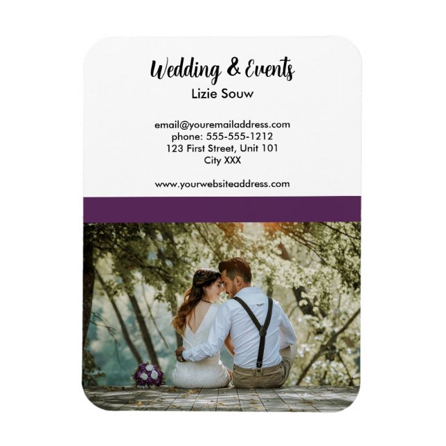 Wedding purple and white magnet (Vertical)