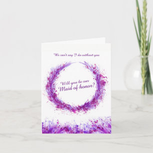 Wedding purple art will you be our maid of honour? invitation