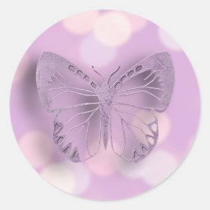 Wedding Purple Butterflies Classic Round Sticker