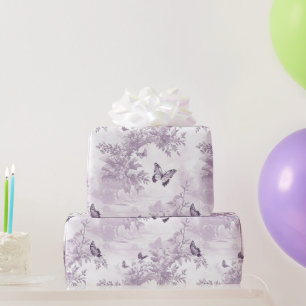 Wedding Purple Butterflies On Purple Background Wrapping Paper