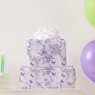 Wedding Purple Butterflies On Purple Background Wrapping Paper