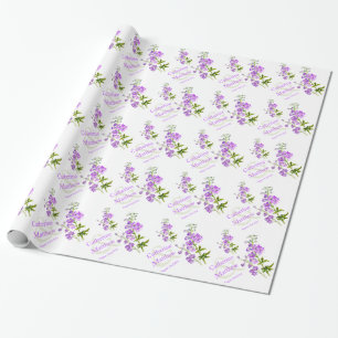 Wedding purple delphinium art custom wrap wrapping paper
