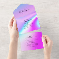 Wedding Purple Holographic Modern Elegant