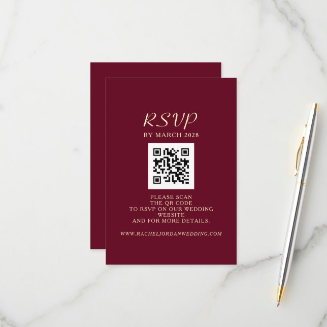 Wedding QR Code RSVP Card (Front/Back In Situ)