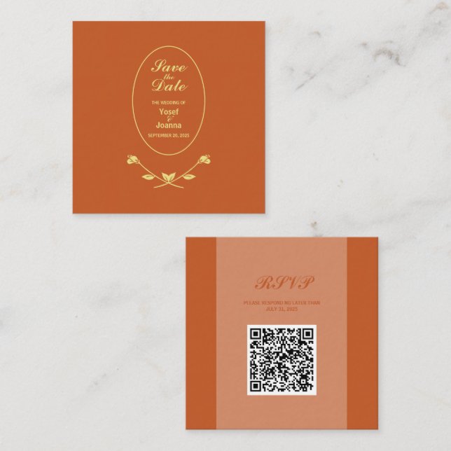 Wedding QR Code RSVP Enclosure Card (Front/Back)