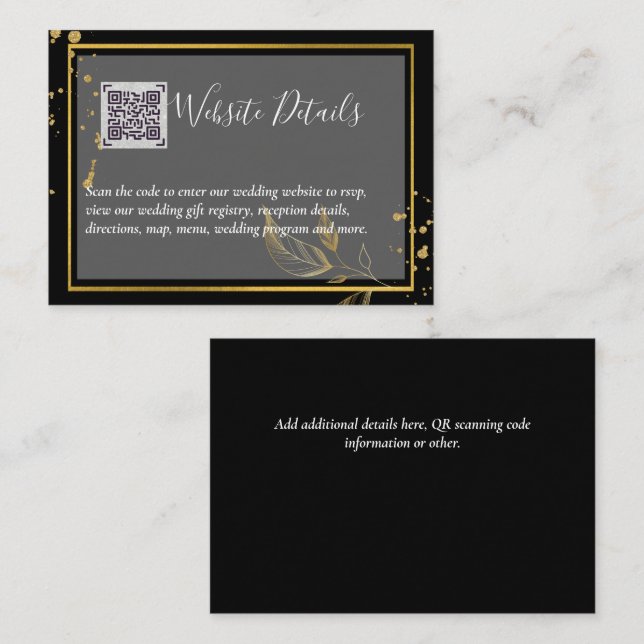 Wedding QR CODE RSVP GIFTS DETAILS Website Enclosure Card (Front/Back)