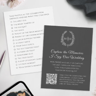 Wedding QR photo competition oval monogram mono Enclosure Card