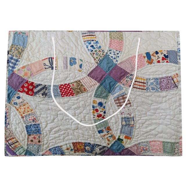 Wedding Quilt Photo  Large Gift Bag (Front)