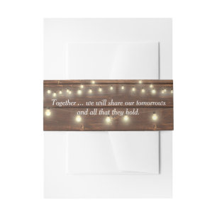 Wedding Quote On Wood with Lights  Invitation Bell Invitation Belly Band