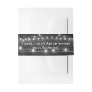 Wedding Quote On Wood with Lights  Invitation Belly Band