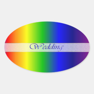 Wedding Rainbow Colours Oval Sticker
