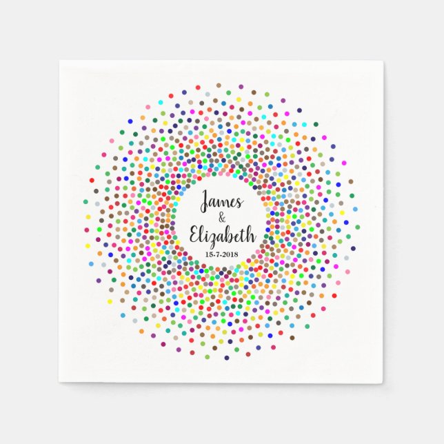 Wedding Rainbow Confetti Napkin (Front)