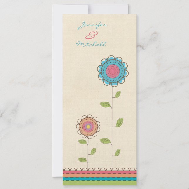 Wedding Rainbow Tall Flowers Long Invitation (Front)