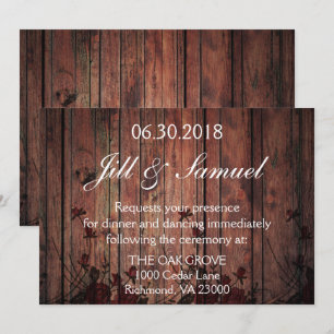 Wedding Reception Beautiful Faux Wood and Lace Invitation