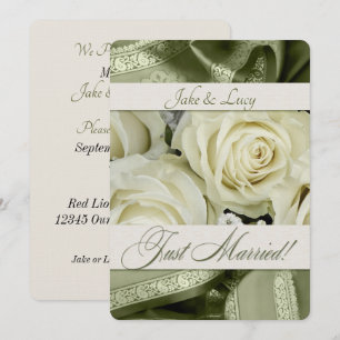 Wedding Reception Bouquet and Green Invitation