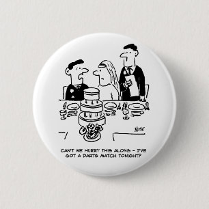 Wedding Reception Bridegroom has a Darts Match 2 Inch Round Button