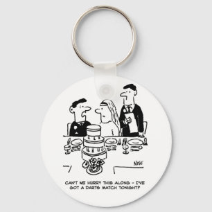 Wedding Reception Bridegroom has a Darts Match Keychain