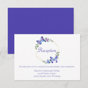 Wedding Reception Butterfly Navy Blue Butterflies Invitation