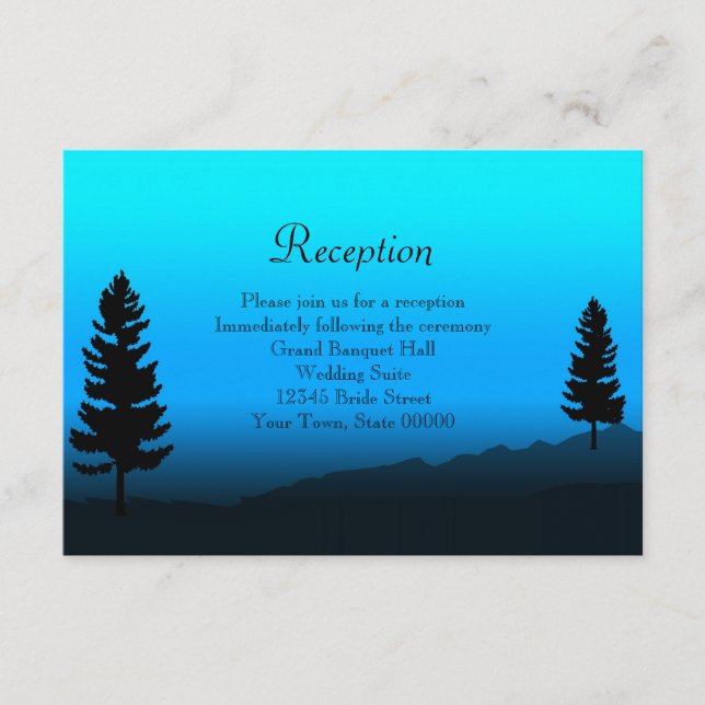 Wedding Reception Card Mountain Dusk Blue (Front)