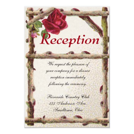 Wedding Reception Card Vintage Antique Rustic Natu