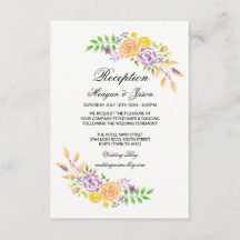 Wedding Reception Cards Floral Details Insert