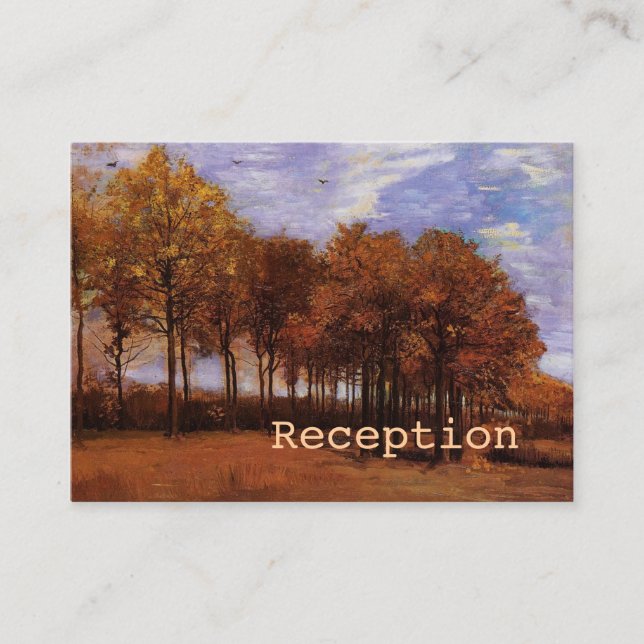 Wedding reception cards for fall weddings. (Front)